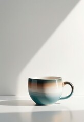 minimal design of ceramic mug, mockup of beautiful handmade ceramic on white background
