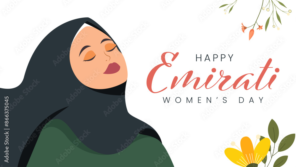 Canvas Prints emirates women's day design with female with hijab vector illustration. emirati womens day template 