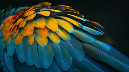 Fototapeta premium Vibrant Macaw Feathers in Close-Up Detail
