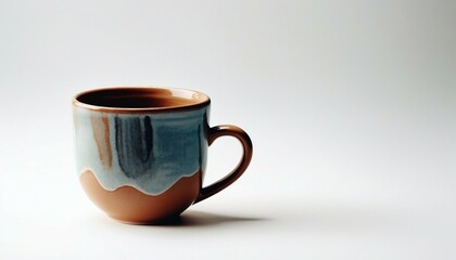 minimal design of ceramic mug, mockup of beautiful handmade ceramic on white background
