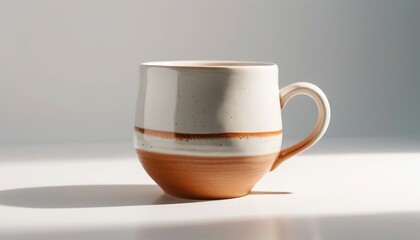 minimal design of ceramic mug, mockup of beautiful handmade ceramic on white background
