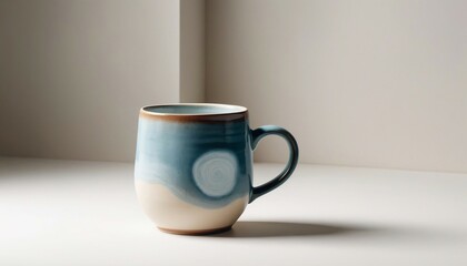 Obraz premium minimal design of ceramic mug, mockup of beautiful handmade ceramic on white background 
