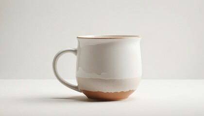 minimal design of ceramic mug, mockup of beautiful handmade ceramic on white background
