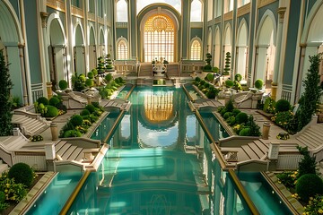 The Kryptonian palace of peace with its reflective pools and gardens