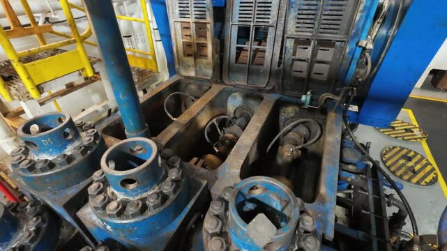 Triplex Mud Pump to Circulate Drilling Mud in a mud pump room of an offshore drilling rig
