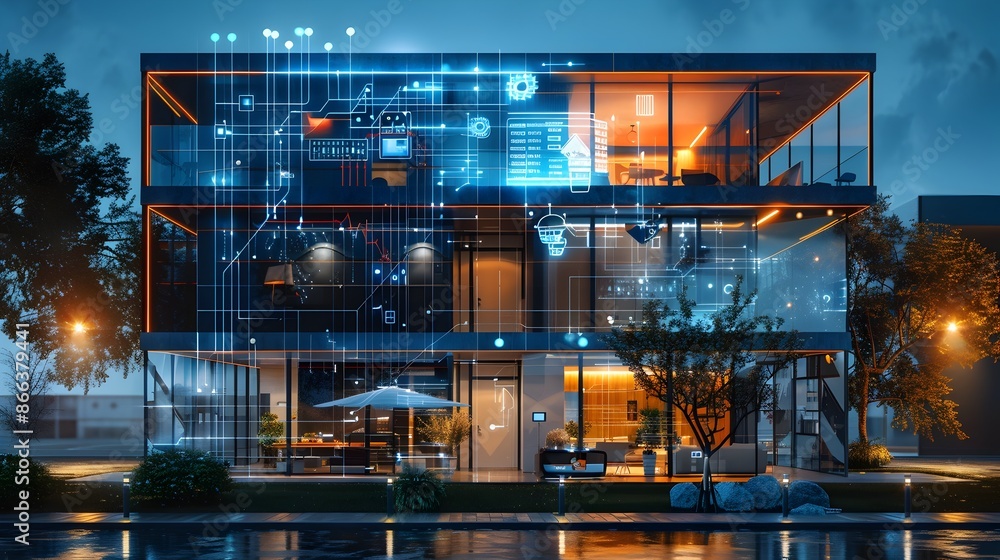Poster smart building management system controlling hvac lighting and energy use for efficient resource man