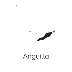 Anguilla Map Vector Illustration - Silhouette, Outline, Anguilla Travel and Tourism Map