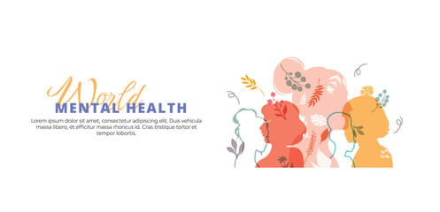 World Mental Health Day Background. Mental Health care concept. Poster, Banner, Flyer, Template. Social Media Post. Mental wellness.