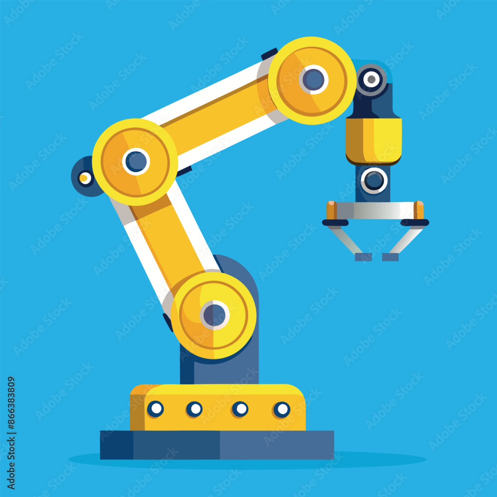 Poster robotic red arm for any manufacturing or industry task. mechatronic tools for intricate operations.