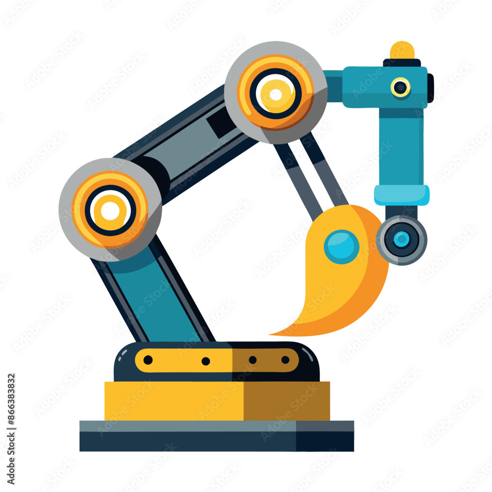 Poster robotic red arm for any manufacturing or industry task. mechatronic tools for intricate operations.