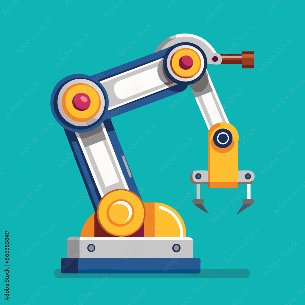 Poster robotic red arm for any manufacturing or industry task. mechatronic tools for intricate operations.