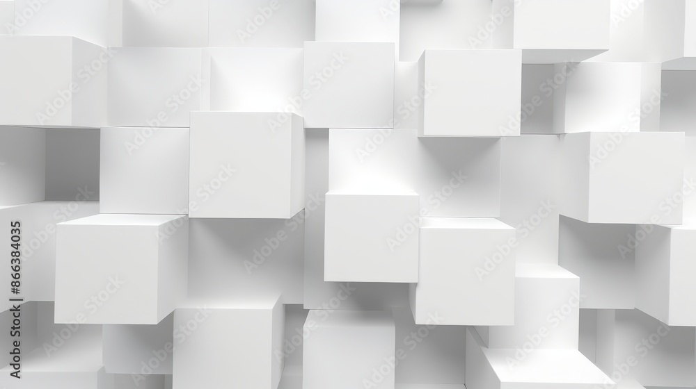 Poster abstract white cube pattern background