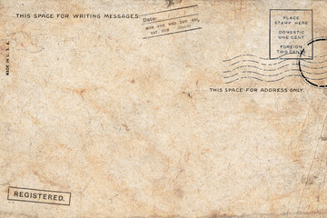 Backside of old postcard with dirty stain