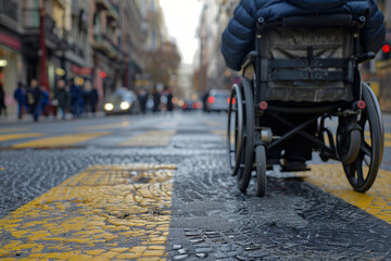 AI generated picture of disabled man sitting in wheelchair on street