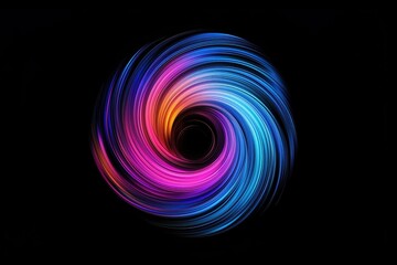 Colorful glowing neon spiral on black background
