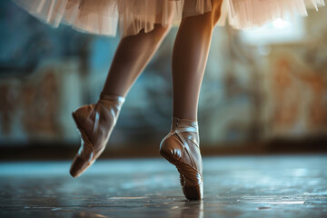 Generative AI picture of beautiful charming ballet dancer ballerina in stage ballroom gown