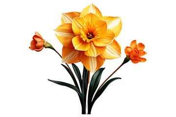 Daffodil flower on transparent background 