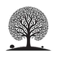 Naklejka premium Black Vector silhouette of tree on white background