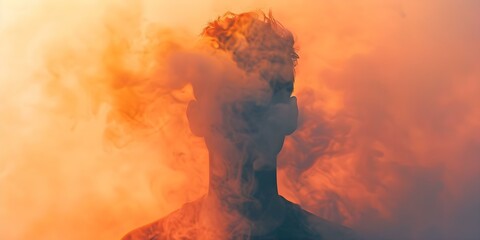 Focused on the Drug A Person Engulfed in a Warm Haze. Concept Drug addiction, Warm haze, Personal struggle, Escape reality, Addiction recovery