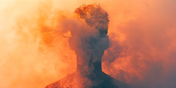 Focused on the Drug A Person Engulfed in a Warm Haze. Concept Drug addiction, Warm haze, Personal struggle, Escape reality, Addiction recovery