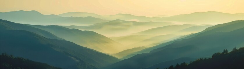 Obraz premium mountain valley at twilight close up, focus on, copy space, rich earthy hues, Double exposure silhouette with Kraken presence