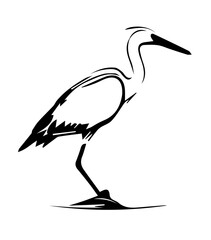 Stylized Heron Silhouette vector illustration