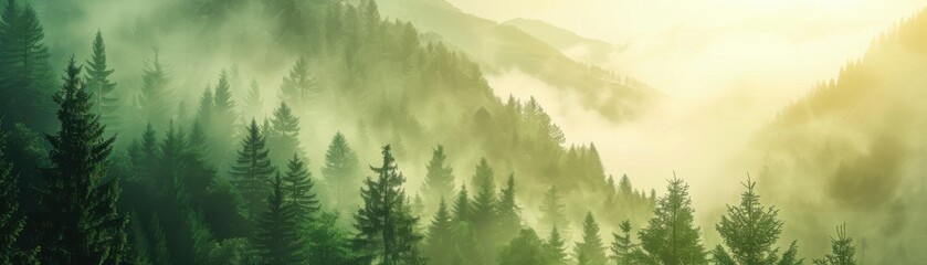 Fototapeta premium forestcovered mountainside in autumn close up, focus on, copy space, warm hues, Double exposure silhouette with Phoenix emerging