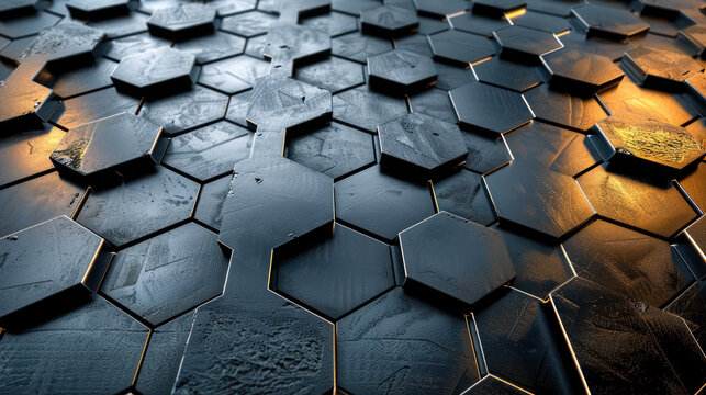 unique golden hexagon on dark textured surface symbolizing exclusivity and innovation