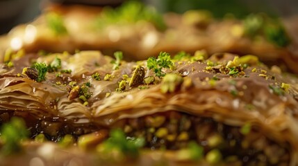  Pistachio baklava with layers of phyllo dough