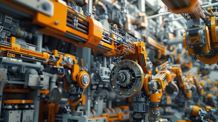 Fototapeta premium Industrial Automation: A Close-Up of Advanced Robotic Arms