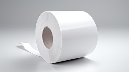 Roll of White Paper on a Gray Background