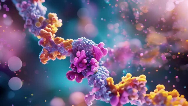Detailed view of the flexible regions on an antibody molecule bending to accommodate the shape of an antigen.