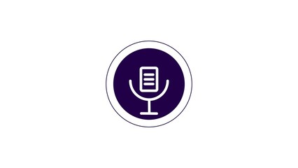 Voice recording and performance microphone button icon dark purple color 4k illustration on white background.