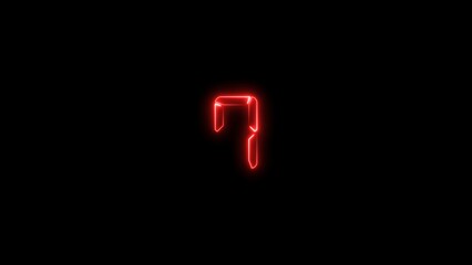 abstract red color neon light countdown seven number 
 4k illustration on black background.