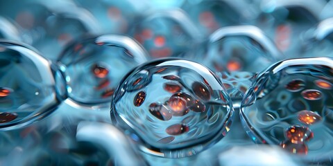 Microscopic view of human or embryonic stem cells under a microscope. Concept Microscopic Imaging, Stem Cells, Human Cells, Embryonic Research