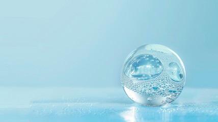 Clear, transparent bubble in blue ambient setting