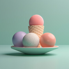 3d ice cream icon with colorful background