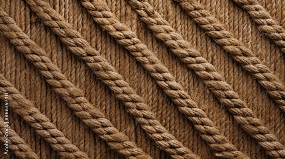Poster intertwined rope texture - a rustic brown pattern