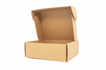 An open square paper box isolated on white background