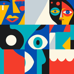 Abstract Faces Pattern vector illustration