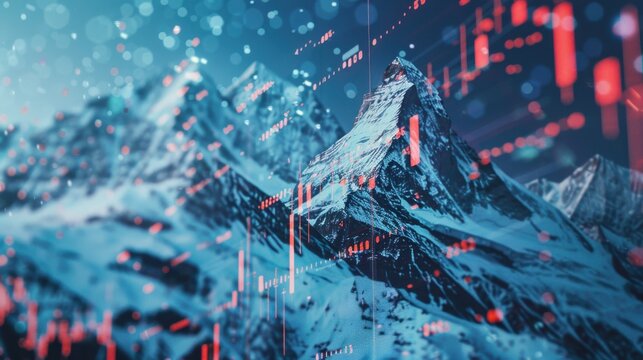 snowcapped mountains under a clear sky close up, focus on, copy space, bright and clear, Double exposure silhouette with Centaur running