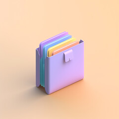 3d document folder icon with colorful background
