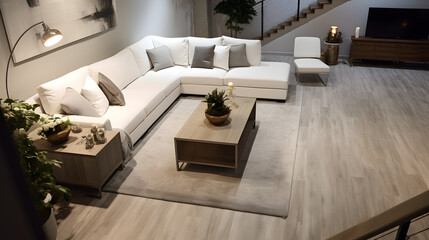 Modern white, clean living room