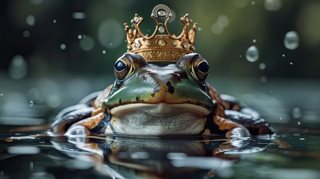 frog prince with elegant golden crown
