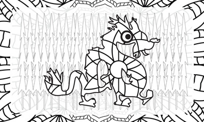 Illustration of Chinese dragon.Chinese Dragon Coloring Page for Adults