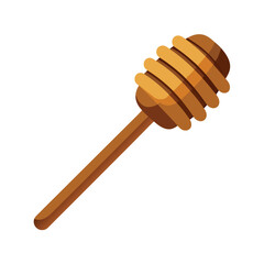 a wooden honey dipper isolated on white