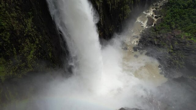 Aerial View of Wallaman Falls, Natural Landmark of Queensland, Australia, UNESCO World Heritage Site
