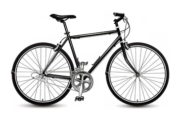 Fototapeta premium Monochrome city bike, detailed silhouette on white background