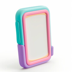 Isometric 3D view of cute pastel smartphone over white background.