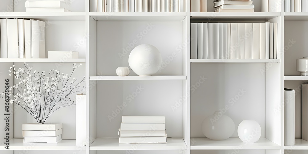 Poster white isolated bookshelf organizer for decluttering and organizing books efficiently. concept book o